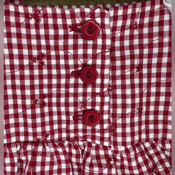 2/$20 Vintage 12M KT Kids Red Gingham tanktop Denim pants two-piece matching set - Picture 5 of 13